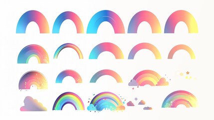 Vibrant Rainbow Light Shapes Isolated Collection for Creative Projects