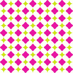 Green Pink Flowers Stars Young Cool Geometric Pattern Modern Shapes Background