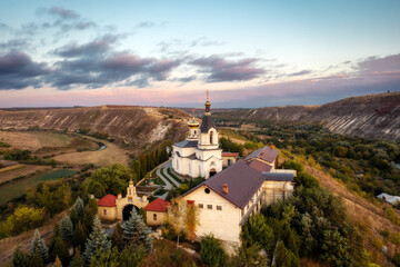 Fototapeta premium Old Orhei Monastery during Sunrise in Moldova, October 2023