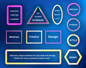 Creative and abstract web banner design emphasizing modern internet aesthetics. Features colorful gradient geometric shapes and clean typography, ideal for promoting style, simplicity, and storage sol