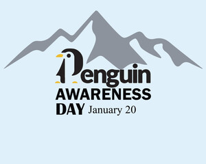 Penguin Awareness Day. January 20.Template for background, banner, card, poster. 