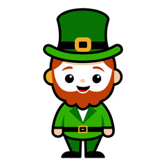 st patricks day leprechaun cartoon character vector icon in green costume. Ireland leprechaun cartoon vector art.