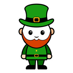 st patricks day leprechaun cartoon character vector icon in green costume. Ireland leprechaun cartoon vector art.
