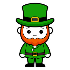 st patricks day leprechaun cartoon character vector icon in green costume. Ireland leprechaun cartoon vector art.