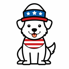 usa independent day dog wearing a heat vector art isolated on white background. usa independent day cute dog with usa flag