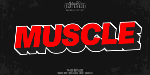 Muscle editable text effect, customizable red and strong 3d font style