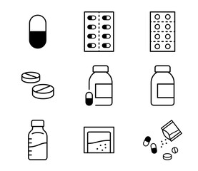 様々な薬のイラストセット　ベクター
 - obrazy, fototapety, plakaty