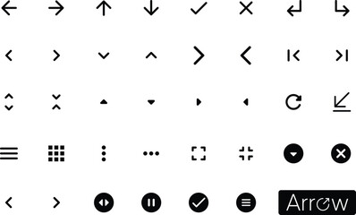 Set of arrows isolated on white. Arrow vector icon set illustration collection. Cursor arrow up down and symbol icons. Modern simple solid collection web design, mobile apps, interface minimal flat