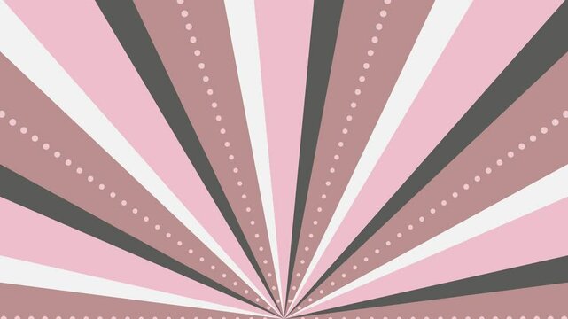 4色の半分サンバーストとドット線のイラストが回転するループ動画（くすみピンク）