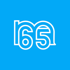 the logo consists of the letter m and number 65 combined. Outline and elegant.