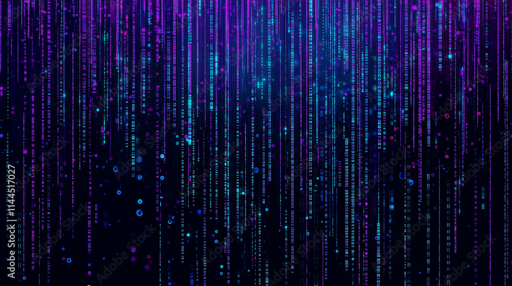 Leinwandbilder abstract digital art: glowing blue and purple data stream on a dark background. futuristic technolog