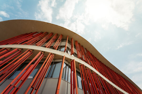 Architecture Building in Zaragoza in Red