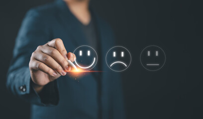 Man consumers expressed their evaluations and rated their satisfaction. Customer Experience Survey...