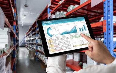 Spreadsheet document information financial startup concept. data and graphs in spreadsheet documents for online analysis project dashboard accounting digital snugly