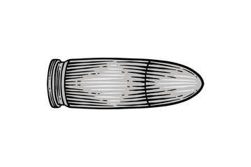 bullet illustration in engraving style