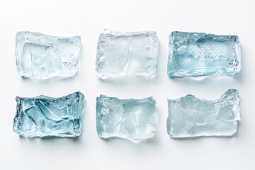 Obraz premium six ice blocks on a white background
