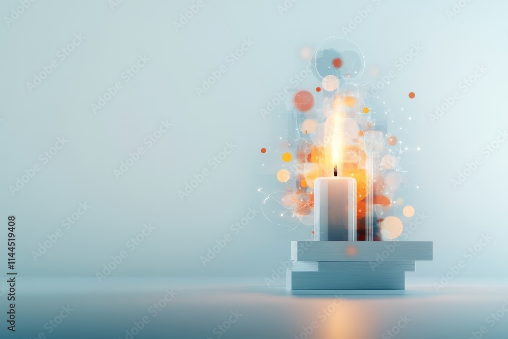 Poster soft glow of candles in a serene setting with warm bokeh effects creating a calming atmosphere at du