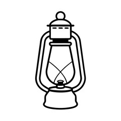 Camping Lantern Line Art on White Background