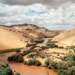Gobi Desert and Lakes in Central Mongolia