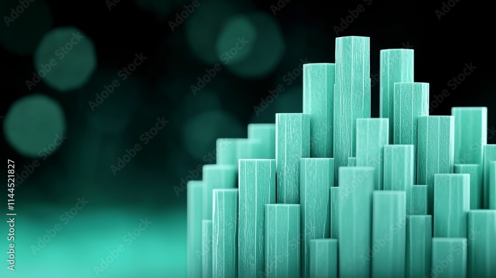 Poster abstract green 3d bar graph data visualization growth chart financial success technolo