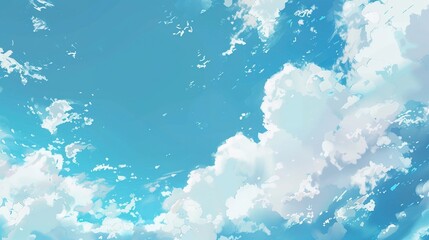 Fototapeta premium Vector blue sky clouds. Anime clean style. Background design 