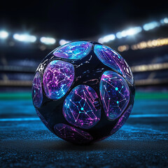 crystal soccer ball on black background on the ground