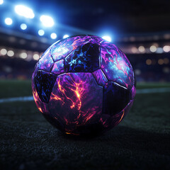 soccer ball in the night on the ground