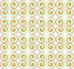 Delicate seamless abstract pattern in green and red on a white background