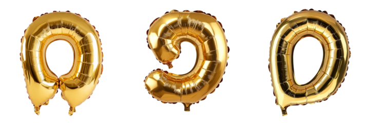 Set of A close-up of a glossy golden number 6 resting on a pristine white surface on transparent png background