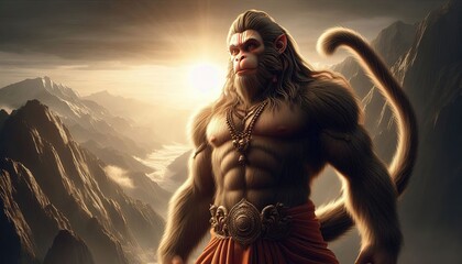 lord hanuman monky style Wallpaper, Hanuman ji Realstic wallpaper Generative AI