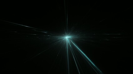 sehr heller Stern im Weltall mit türkisen Lichtstrahlen, schnelles Internet, Lichtgeschwindigkeit, Zentrum, Mittelpunkt, Energie, Universum, Technologie, Wissenschaft, Datenfluss