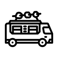 bbq food truck line icon vector. bbq food truck sign. isolated contour symbol black illustration