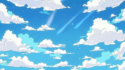 Professional Vector Blue Sky Clouds in Anime Clean Style for Graphic Design Background