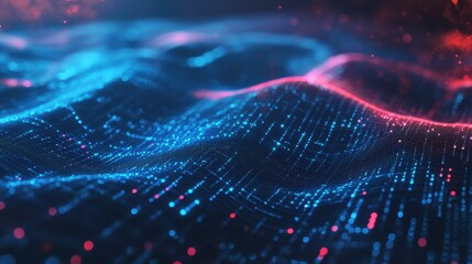 Abstract Blue and Red Digital Wave Background.