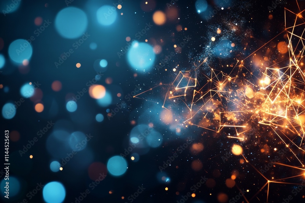 Poster vibrant abstract background with glowing lights and sparkles creating a dynamic visual presence