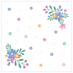 Floral pattern in pastel tones on a white background