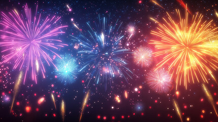 Obraz premium Happy new year , Happy Birthday, Celebration fireworks and beautiful Boked background 