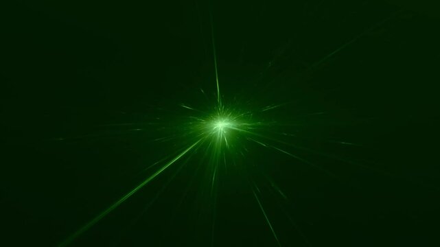 sehr heller Stern im Weltall mit gr&uuml;nen Lichtstrahlen, schnelles Internet, Lichtgeschwindigkeit, Zentrum, Mittelpunkt, Energie, Universum, Technologie, Wissenschaft, Datenfluss