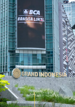 Jakarta, Indonesia - December 18, 2024: Grand Indonesia signage and logo type.
