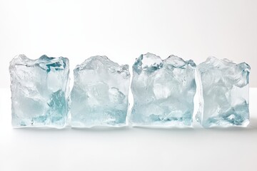 Fototapeta premium four blocks of ice sitting on a white surface