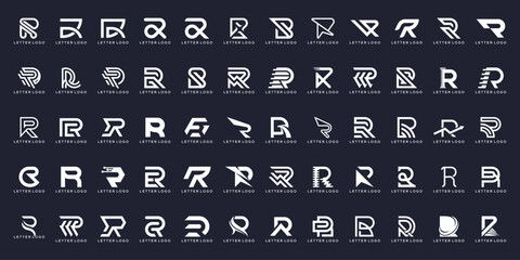 collection of letter R logo design graphic, icon vector business for fashion technology.