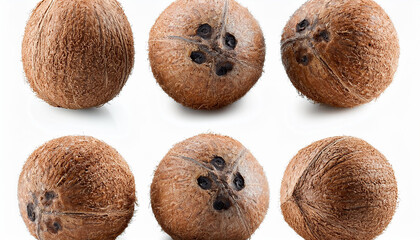 A coconuts whole, isolated on white background, clipping path, full depth of field