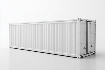 White shipping container isolated on a clean white background showcasing its design and structure