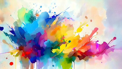 Abstract shape watercolor illustration painting on white background.