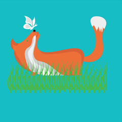 fox with butterfly vector illustration design clean and unique latest 