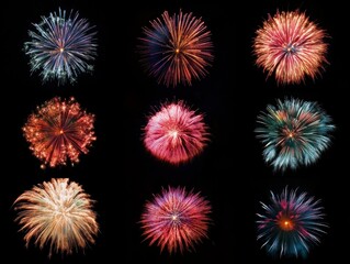 Captivating aerial timelapse of spectacular night sky fireworks over urban celebration