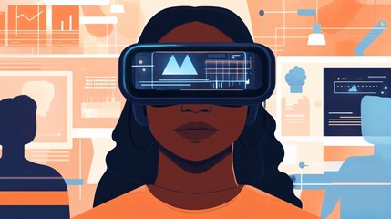 Woman Interacting with Augmented Reality Glasses