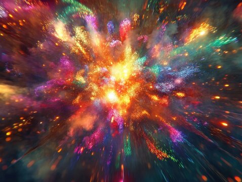 Aerial view of colorful fireworks finale at city park high-fidelity night sky photography