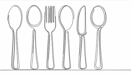 One line drawing and continue for cutlery