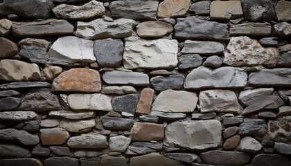 Fototapeta premium Rustic Stone Wall Texture, Stacked Rocks Background, Natural Architectural Design, Rough Construction Material, Historic Aesthetic, Copy Space